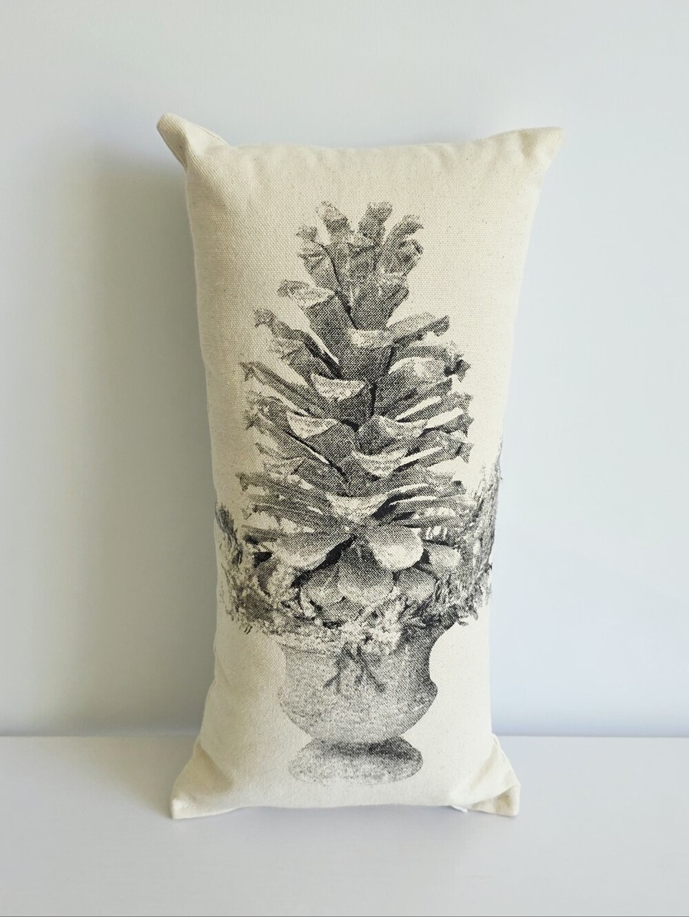 Eric And Christopher 100% Cotton Flower Pot Pine Cone Print Lumbar Throw Pillow